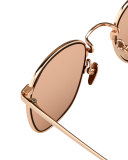 Mirrored Square Metal Sunglasses, Rose Gold
