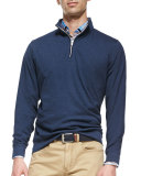 1/2-Zip Jersey Pullover Sweater, Navy 