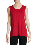 Round Sleeveless Tank, Red, Petite