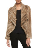 Open-Front Knitted Rabbit Jacket