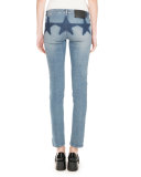 Star-Print Straight-Leg Jeans, Blue