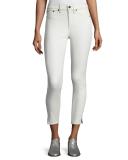 Leather 10 Inch Capri with Slits, White