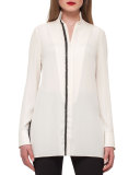 Silk Tunic w/ Braided-Leather Trim