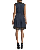 Sleeveless Lace-Trim Dress, Navy Yard