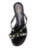 Rockstud PVC Thong Sandal, Black