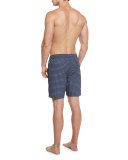 Geometric-Print Swim Trunks, Midnight
