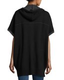 Short-Sleeve Hooded Pullover, Black/Chalk