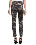 Paisley-Print Skinny Ankle Jeans, Multi