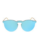 Leonard Mirrored Mask Sunglasses, Sky Blue