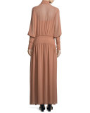 Chiffon Tie-Neck Maxi Dress, Dusty Pink