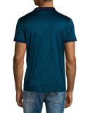 Tonal-Pattern Jacquard Short-Sleeve Polo Shirt, Teal