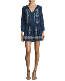 Lemay Embroidered Split-Neck Top