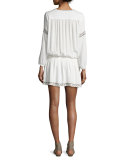Laka Metallic-Trim Blouson Mini Dress, White