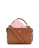 DOTCOM Medium Leather Satchel Bag, Bark/Bubblegum