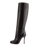 Vitish Leather 100mm Red Sole Knee Boot, Black