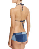 Out-Of-The-Blue Triangle Swim Top, Denim Blue