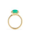 Châtelaine 18k Gold 11mm Chrysoprase Ring w/ Diamonds, Size 7