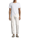 Straight-Leg Patchwork Jeans, White