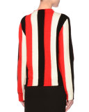 Striped Wool-Blend Pullover Sweater, Red