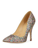 licorice too glitter point-toe pump