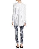 Palm-Print Drawstring Pants, Navy/Bianco