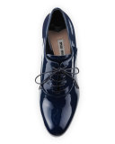 Lu Patent Block-Heel Oxford, Royal