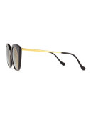 Palm Beach Mirrored Sunglasses, Black/Gold