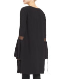 Fluted-Sleeve Tie-Front Jacket, Black