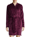Miranda Plush Hooded Short Robe, Aster