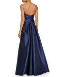 Strapless Sweetheart Draped Ball Gown 