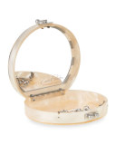 Oscar Striped Clutch Bag, Nude/Clear Mirror