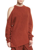 Cozy Cutout Melange Sweatshirt, Burnt Paprika