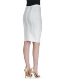 Bandage Knit Pencil Skirt, Alabaster