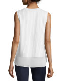 Sleeveless Blouse with Mesh Overlay