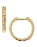 18k Yellow Gold Camelia Huggie Hoop Earrings with Diamonds, 16mm