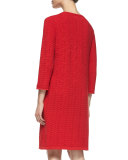 Sand-Stitched Zip-Pocket Shift Dress, Plus Size 