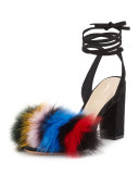 Nicolette Fur Pouf Sandal, Multi/Black