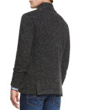 Donegal Three-Button Cardigan Jacket, Anthracite