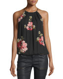 Anatase B Floral-Print Halter-Neck Silk Tank
