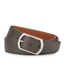 Reversible Leather Belt, Gray to Light Brown 