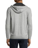 Cashmere Zip-Up Hoodie, Heather Steel