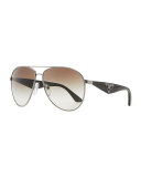 Double Bar Aviator Sunglasses, Gunmetal/Black