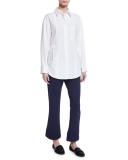 Bi-Stretch Flare-Leg Cropped Pants, Marine