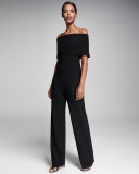 Off-the-Shoulder Wide-Leg Jumpsuit, Black