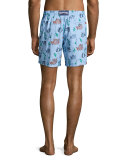 Mistral Moonfish-Embroidered Swim Trunks, Blue