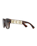 Mercurial Floral-Rhinestone Square Sunglasses