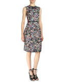 Sleeveless Gloria Garden Sheath Dress, Pink Multi