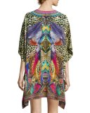 Embellished Lace-Up Silk Caftan Coverup, Kingdom Call