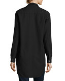 Grayson Brushed Italian Twill Shirt, Black