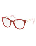 Open-Inset Rounded Cat-Eye Optical Frames, Red